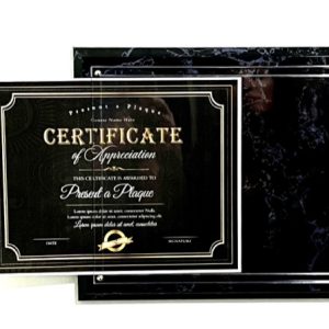 CBPOCM81 - 8.5x11 Black Marble Pocket Plaque with Clear Acrylic - 10 pcs per case