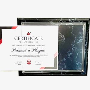FBPOCM81 - 8.5x11 Black Marble Pocket Plaque with Frosted Non-Glare Acrylic - 10 pcs per case