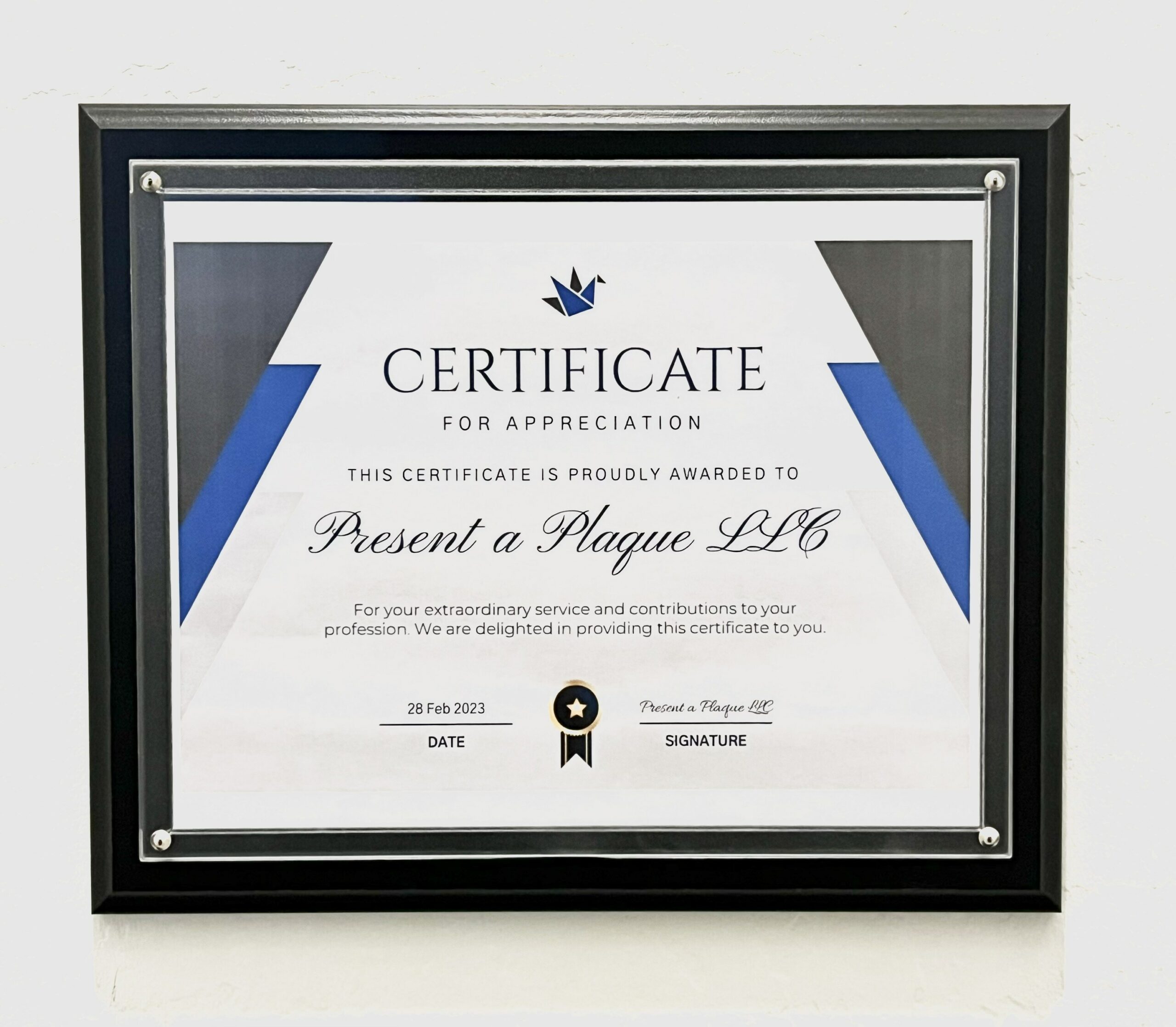 FBSPOCM81 - 8.5 x 11 Black Pocket Plaque - Frosted Non-Glare Acrylic - 10 pcs per case