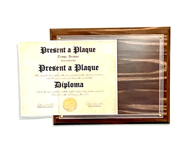 FWPOCM81S - 8.5x11 Walnut Pocket Plaque with Frosted Non-Glare Acrylic