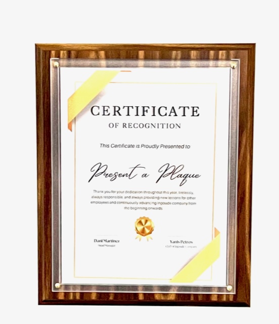 FWPOCM81S - 8.5x11 Walnut Pocket Plaque with Frosted Non-Glare Acrylic - Image 4