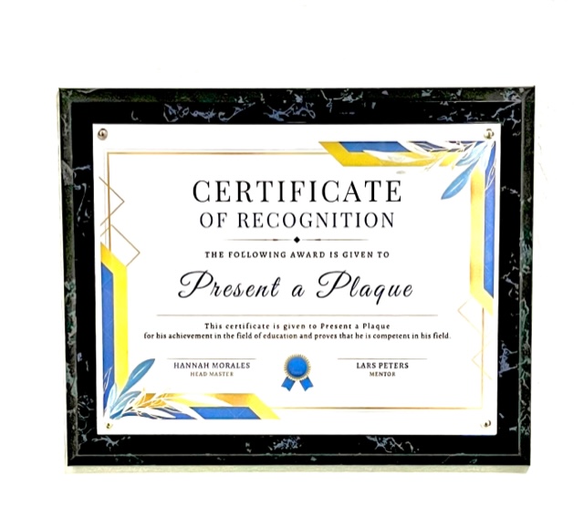 PBM811 - 8.5x11 Black Marble Plaque Kit with Clear Acrylic - 11 pcs per case
